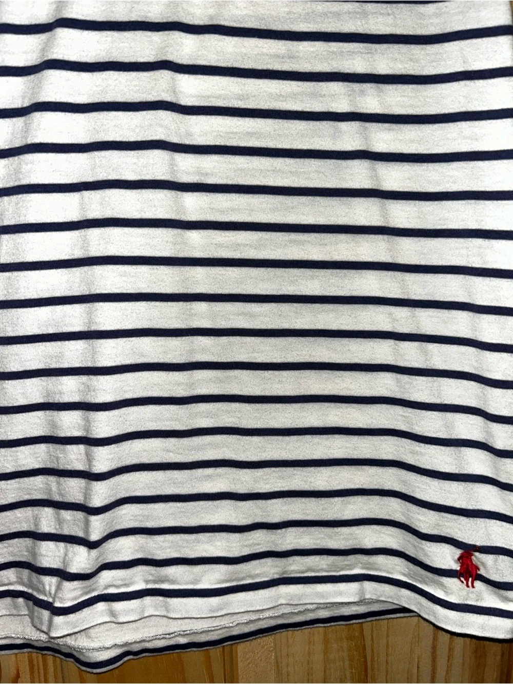 Ralph Lauren Navy and White Striped V‑Neck Tee